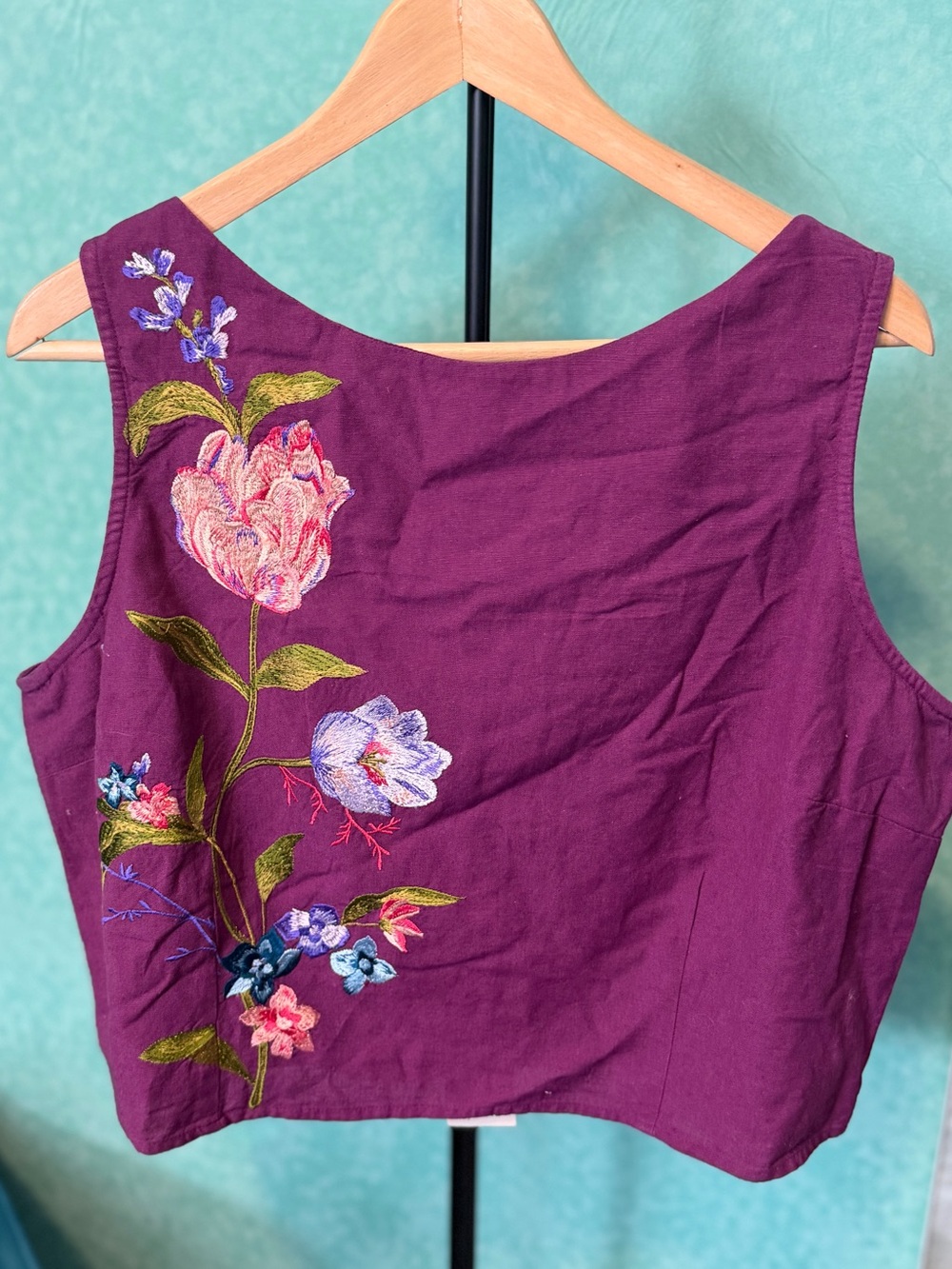 💫🌻Love & Roses X RHS Burgundy Red Petite Cotton/Linen